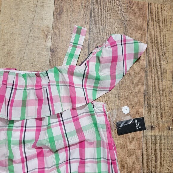 Pretty in Plaid: Crown & Ivy Off-Shoulder Dress - Picture 3 of 15